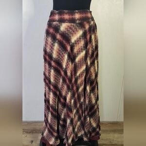 Haute Hippie Burgundy and Cream Patterned Maxi Skirt
